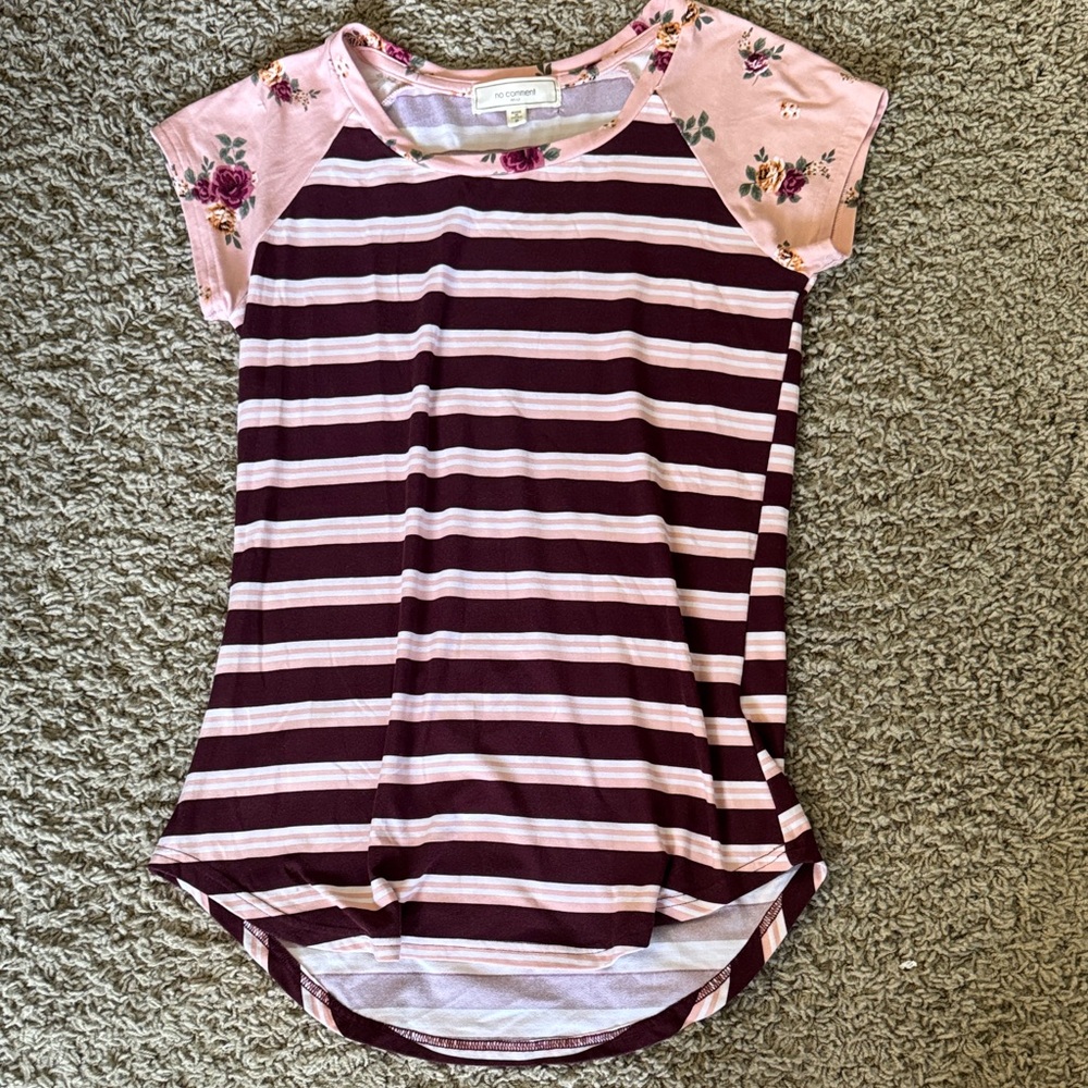 Pink and Burgundy Striped Shirt